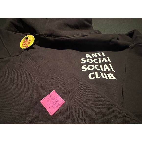 NWT Designer Anti Social Social Club Black Pull-over Hoodie Size M Unisex Design - Picture 6 of 8